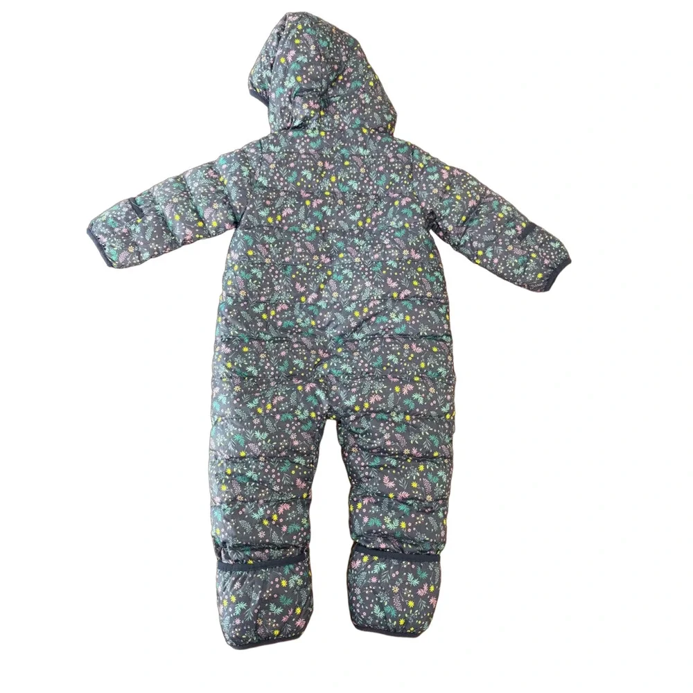 Eddie Bauer Floral Puffer Snowsuit Baby Bunting Navy